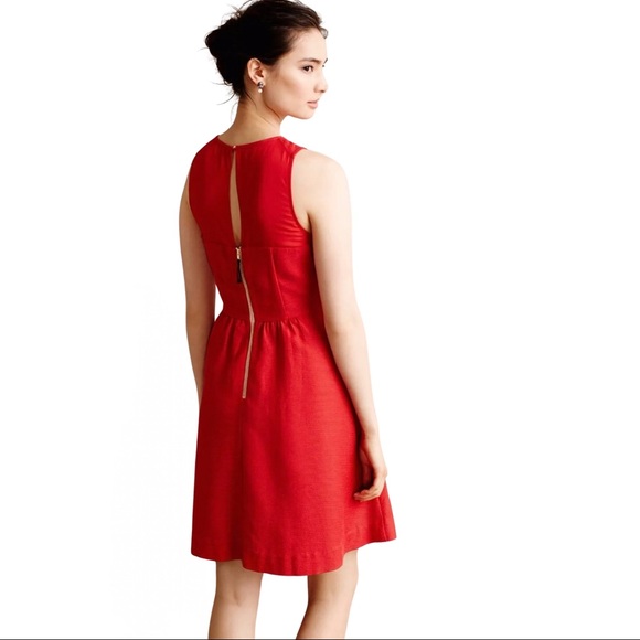 Anthro Maeve Lattice Neck Fit And Flare Skater Dress in Bright Red size 2 - Picture 2 of 15